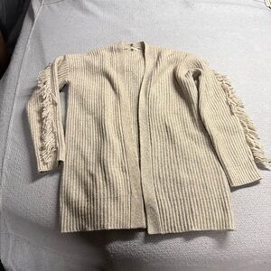 Tularosa Cream Fringe Knit Wool Blend Sweater Cardigan Western Festival Boho XS